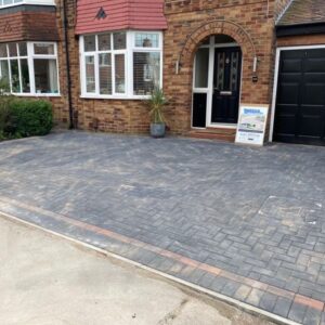 Driveway With Charcoal Paving and Brindle Border in Stockport
